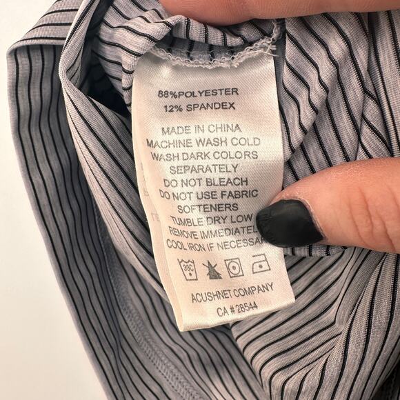 Fj FootJoy Men's Grey & Black Striped Performance Golf Polo Branded Size Large - Picture 2 of 6